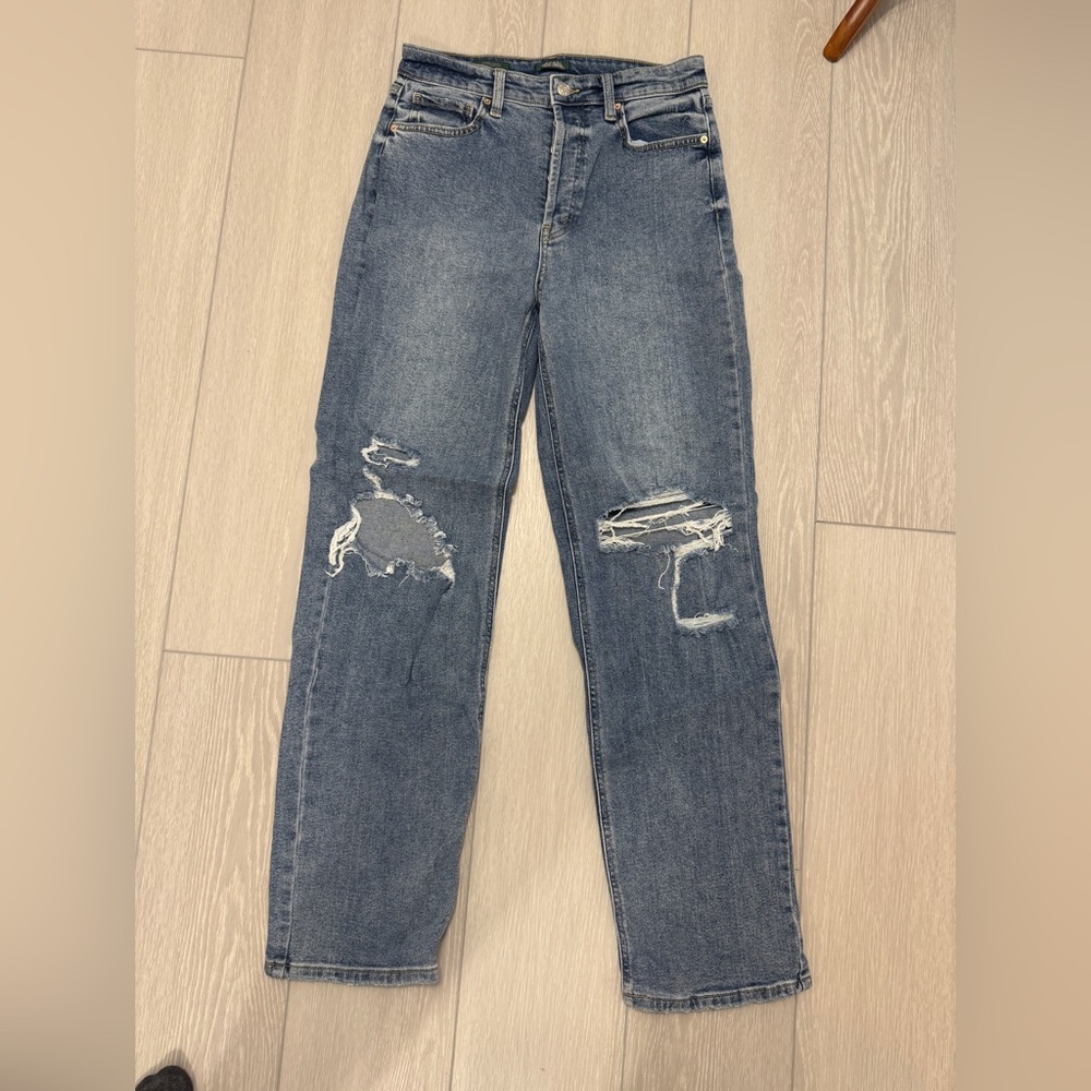 NWOT Wild Fable Super High Rise Straight Distressed Blue Jeans Size 6